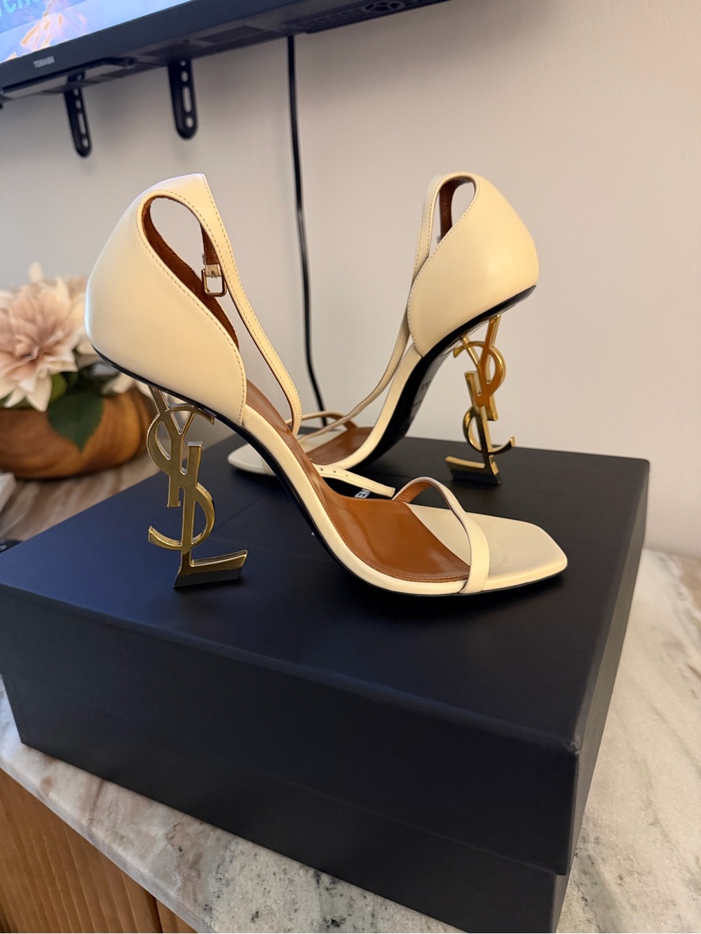 Saint Laurent Opyum 110 YSL Logo Heel Sandals – Size 36.5